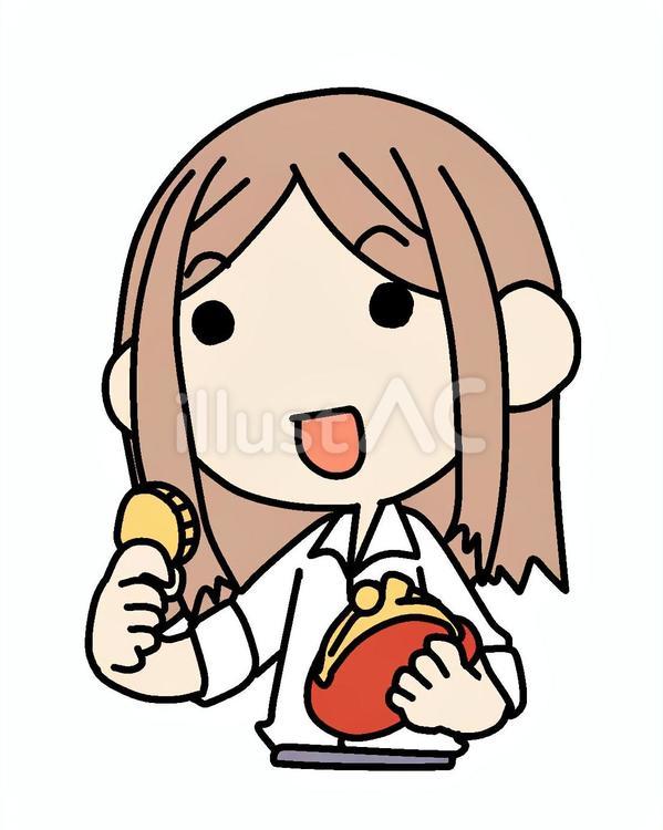 硬貨を持つ女性 女性,硬貨,笑顔のイラスト素材