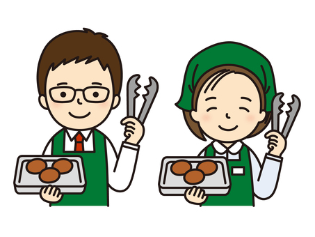 スーパーの惣菜売り場 スーパー,スーパーマーケット,惣菜,惣菜売り場,スタッフ,アルバイト,パート,社員,正社員,お惣菜のイラスト素材