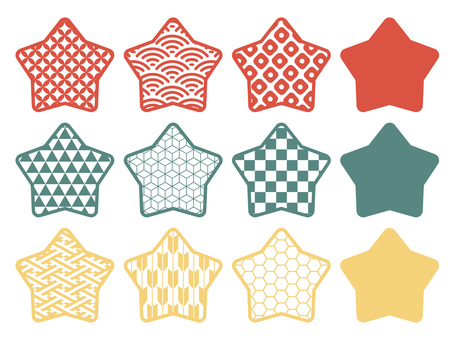 和のアイコンセット/星 星,アイコン,幾何学模様,セット,シンプル,かわいい,ベクターのイラスト素材
