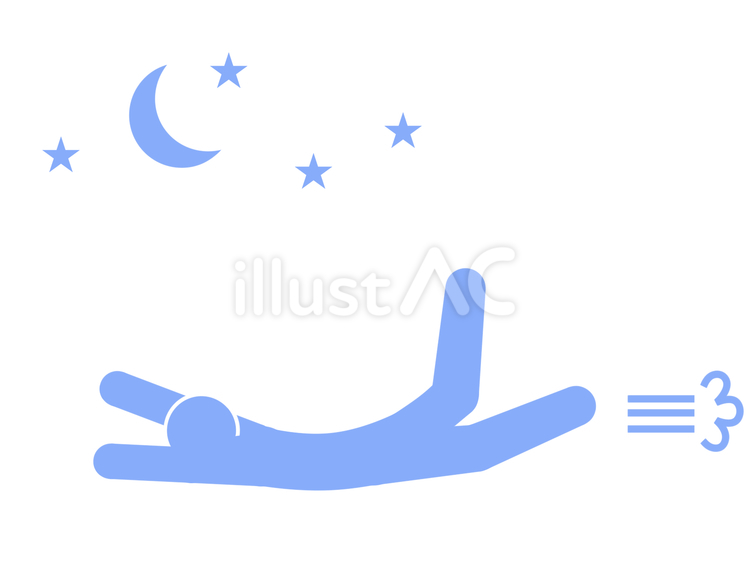 月や星が出る夜に勢いよく転ぶ人（水色） 転ぶ,転倒,倒れるのイラスト素材