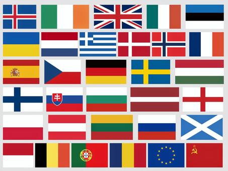 ヨーロッパ国旗と地域の旗セット ヨーロッパ,国旗,セット,アイスランド,アイルランド,イギリス,イタリア,ウクライナ,エストニア,オーストリアのイラスト素材