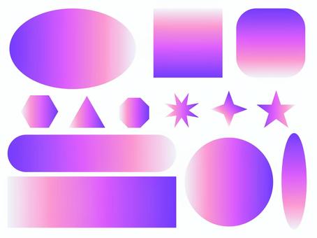 紫のグラデーションフレームセット-16 フレーム,吹き出し,見出し,タイトル,円,楕円形,四角形,長方形,正方形,三角形のイラスト素材