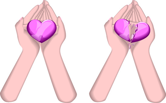 손 양손 하트 사랑 깨지는 파국 이별, , JPG, PNG 및 AI