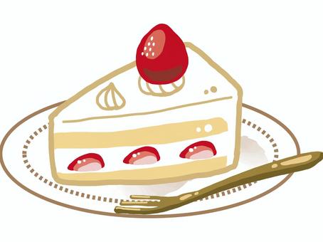 ゆるい手描きショートケーキ ショートケーキ,ケーキ,苺,クリーム,洋菓子,手描き,シンプルのイラスト素材