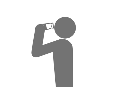 瓶入り牛乳を飲む人のピクトグラム（灰色 牛乳,瓶牛乳,ミルク,飲み物,水分補給,美味しい,ゴクゴク,ゴクリ,グビグビ,湯上がりのイラスト素材