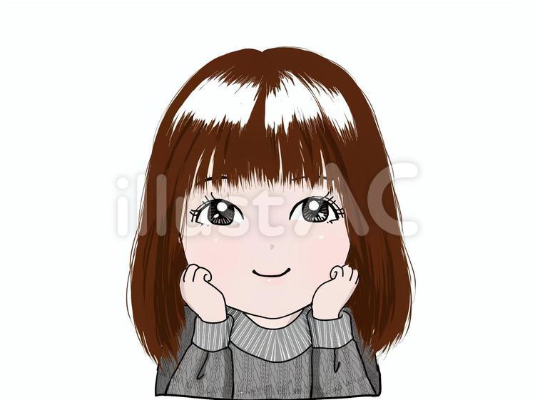 頬杖をつく女性イラスト No 無料イラストなら イラストac