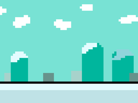 レトロゲームのステージの背景　冬 レトロ,ゲーム,ステージ,冬,山,雪,背景,道,外,屋外のイラスト素材