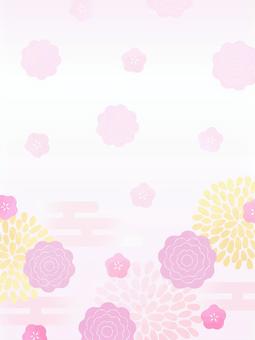 和風の花の背景10 和風,和柄,正月,花,梅,牡丹,年賀状,背景,フレーム,装飾のイラスト素材