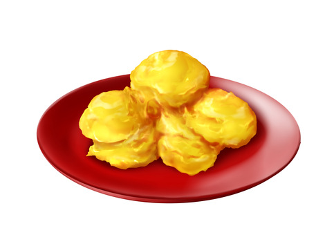 赤い漆器の皿に乗せた栗きんとん 栗きんとん,おせち,栗,和菓子,料理,甘い,黄色,皿,漆器,赤のイラスト素材