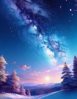 冬天的星空2, 冬季, 雪, 星空, JPG