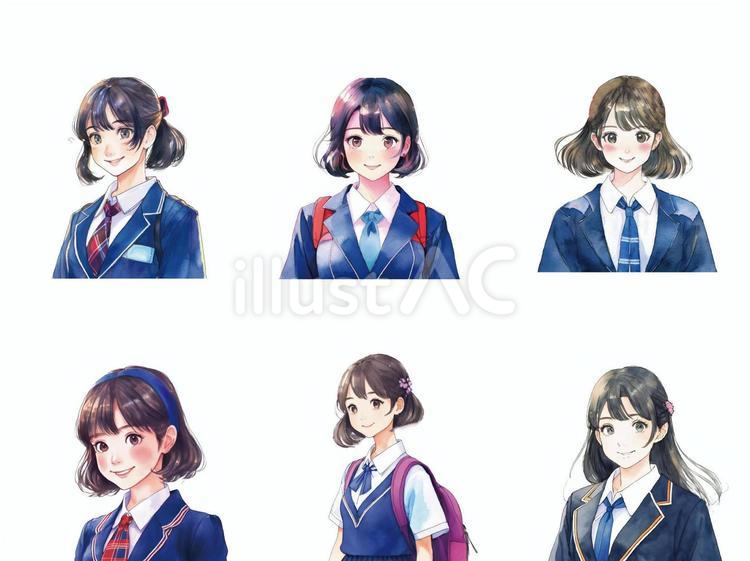 制服を着た女の子 女の子,制服,女子高生のイラスト素材