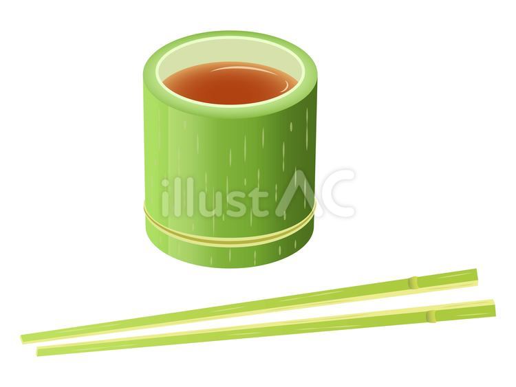 流しそうめんで使う竹の箸とつゆが入った器 竹,器,箸のイラスト素材