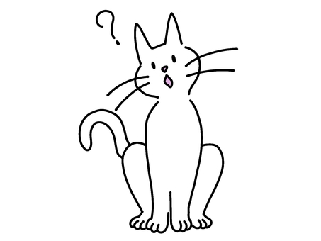 ハテナを浮かべる白ネコちゃん ハテナ,疑問,不思議,はてな,ネコ,猫,ねこ,白,かわいい,シンプルのイラスト素材