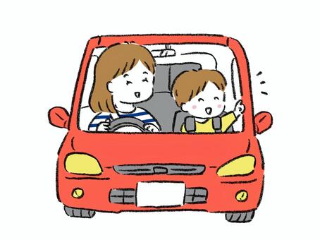 母と息子の親子で楽しくドライブ旅行 親子,家族,旅行,ドライブ,運転,お出かけ,車,家族旅行,レジャー,旅のイラスト素材