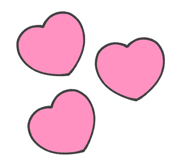 三つのハートの手描きイラスト1