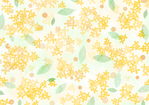 キンモクセイの水彩背景_グリーン 秋,背景,水彩,キンモクセイ,イラスト,にじみ,まだら,黄色,グリーン,花のイラスト素材