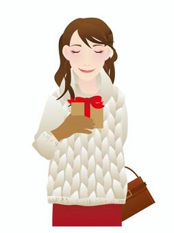 プレゼントを渡す女性 プレゼントを渡す女性 女性,女の子,クリスマスのイラスト素材