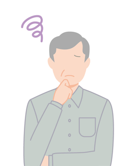 困る普通のおじさん２ 困る,困惑,物忘れ,トラブル,人,1人,人物,おじさん,男性,70代のイラスト素材