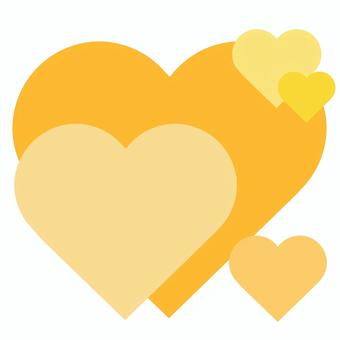 重なった5つの大小のハート＿イエロー ハート,love,メッセージ,気持ち,想い,バレンタイン,パステル,カード,マーク,ワンポイントのイラスト素材