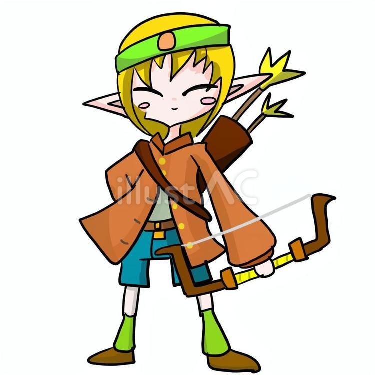 アーチャーエルフ 弓,エルフ,アーチャーのイラスト素材