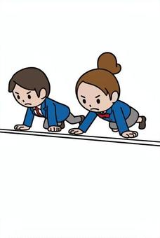 スタートする人 スタートする人 男子,スタート,準備,クラウチングスタート,ランニング,スターティング,真剣,集中,女子高生,制服のイラスト素材