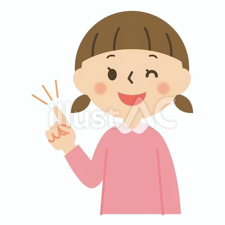 指差しチェックするかわいい子供女の子 指差し,チェック,子供のイラスト素材
