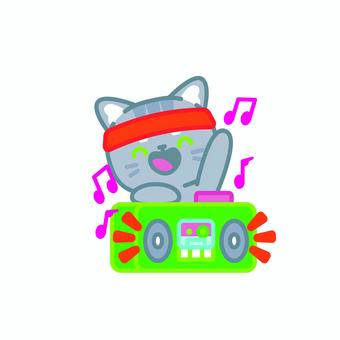 イラスト0129 猫,ダンス,音楽,スピーカー,パーティー,ミュージック,かわいい,イラスト,キャラクター,リズムのイラスト素材