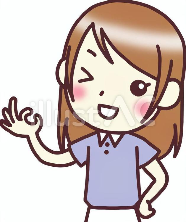 笑顔でｏｋサインをする女性イラスト No 無料イラストなら イラストac
