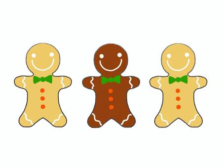 3枚のジンジャーブレッドマン ジンジャーブレッドマン,クリスマス,お菓子,クッキー,ココア,ジンジャークッキーのイラスト素材