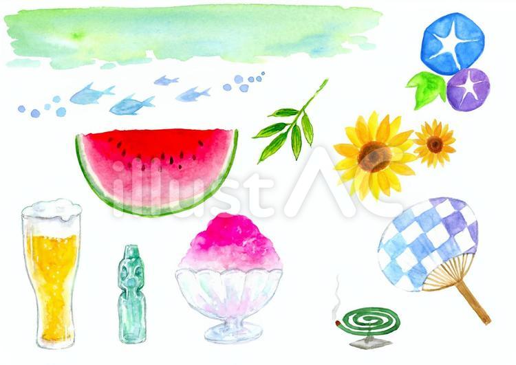 手書き イラスト   水彩   「綾瀬の夏」 1cb9cd420a859b37552086f2f7d744