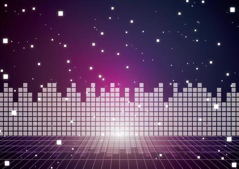 紫色のデジタルデータと空間の背景素材 デジタル,サイバー,空間,ブロック,グリッド,光,スタイリッシュ,紫色,背景のイラスト素材