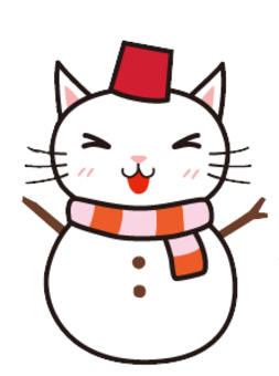 雪だるま猫 ねこ,冬,雪だるま,動物,かわいい,シンプル,正面,秋,イラスト,ワンポイントのイラスト素材
