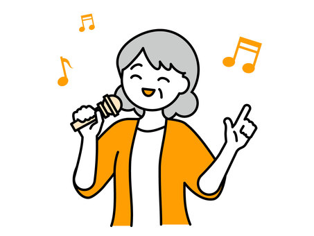 歌う高齢者のイラスト01 歌う高齢者のイラスト01 人物,女性,高齢者,おばあちゃん,祖母,中年,趣味,歌,カラオケ,合唱のイラスト素材