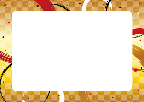 金と輪の和柄フレーム01_26 フレーム,枠,背景,和風,和柄,和,正月,新春,節分,年賀状のイラスト素材