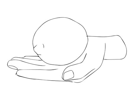 モノクロのレモンを絞る手元 レモン,絞る,手元,柑橘,料理,手描き,白黒のイラスト素材