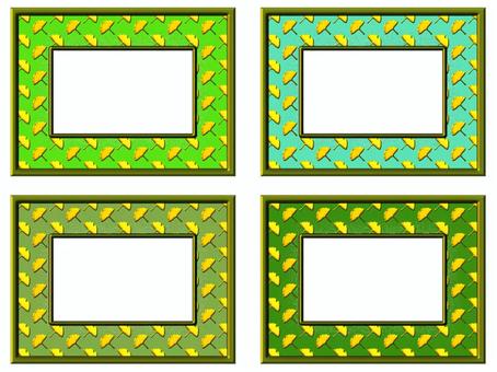 いちょうのフレ−ム いちょう,フレ−ム,ポストカード,メッセージカード,柄,額縁,長方形,罫線なし,緑,黄緑のイラスト素材
