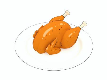 冬のクリスマスのローストチキンやターキー クリスマス,ロースト,ターキー,チキン,肉,食事,料理のイラスト素材