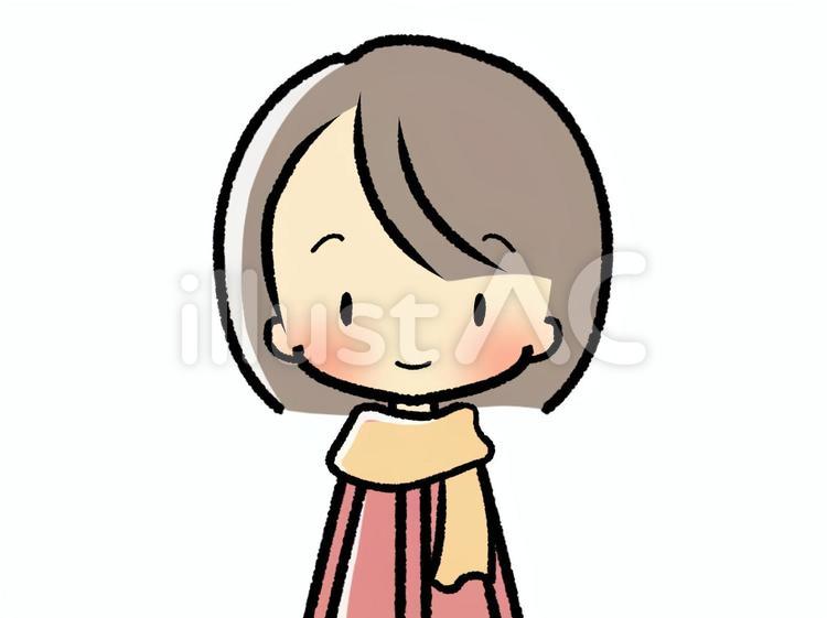 冬服女性-笑顔211207 女性,笑顔,防寒着のイラスト素材