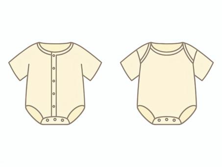 ベビー服 半袖 ロンパース セット 服,衣類,赤ちゃん,ベビー,ロンパース,ボディスーツ,黄色,スナップボタン,ベクター,シンプルのイラスト素材