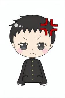 怒っている制服姿の男の子 男の子,学生,制服,学ラン,怒る,ムカ,イラッのイラスト素材