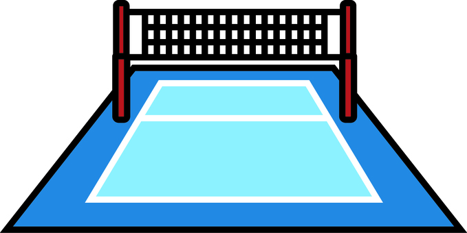 水色と青のバレーボールコートです。 バレーボール,シンプル,コート,体育館,競技場,スポーツ,運動,白線,競技,球技のイラスト素材