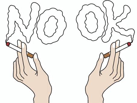 禁煙・喫煙マーク　煙草を持つ手　セット タバコ,禁煙,喫煙,マーク,煙,no,ok,ロゴ,手のイラスト素材