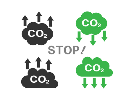 二酸化炭素削減3 二酸化炭素,排出,削減,環境,環境問題,雲,止める,アイコン,セット,イラストのイラスト素材