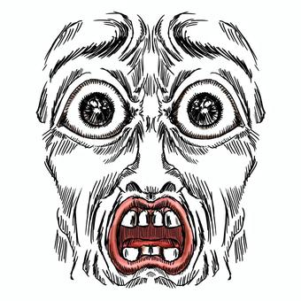 恐怖やショックで目を見開く表情パーツ線画 恐怖,ショック,怯える,怖がる,驚愕,絶望,驚く,びっくり,唖然,表情のイラスト素材