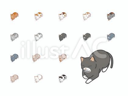 子猫 香箱座り(崩し) セット