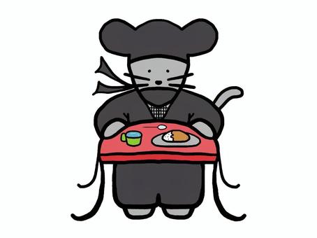 カレー好きな忍者マウス 忍者,ネズミ,男,食事,マナー,カレーのイラスト素材