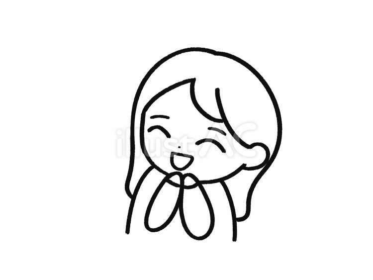 褒める女性　線画 感心,褒める,憧れのイラスト素材