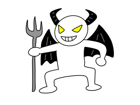 悪魔のような棒人間のイラスト 悪魔,棒人間,角,翼,羽,槍,魔界,地獄,魔物,人物のイラスト素材