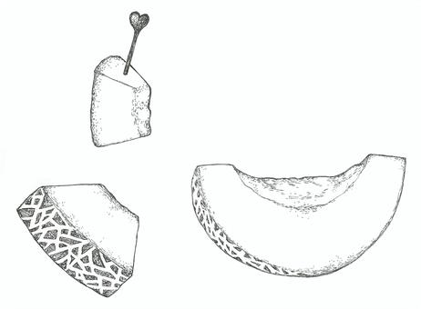 Illustration, melon, woh, pangan, 