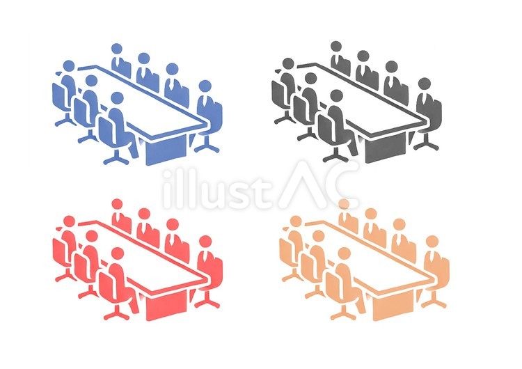 会議中のイラスト（4種） デザイン,会議中,人のイラスト素材